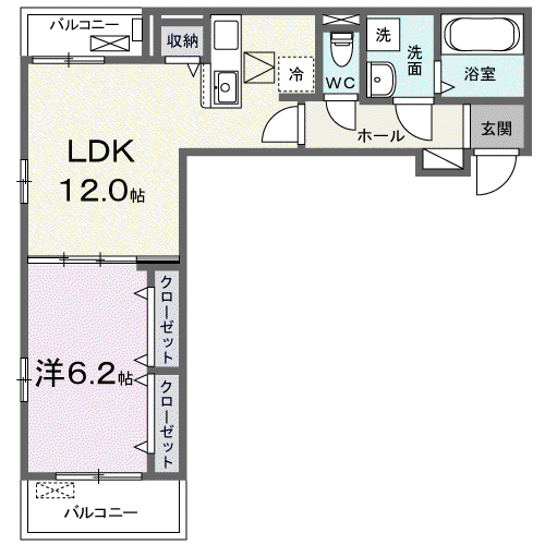 スペチアーレ クアットロ(1LDK/1階)の間取り写真