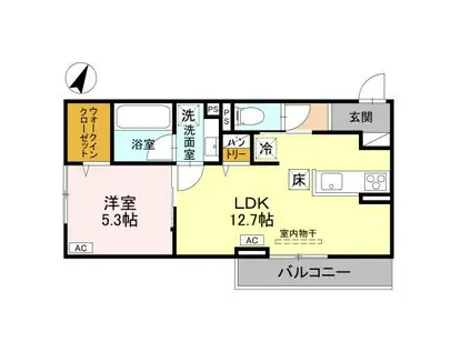 D-ROOM上所中(1LDK/1階)の間取り写真