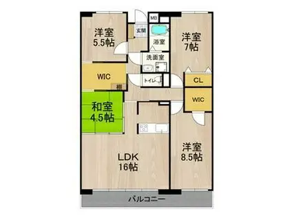 フェルザ住道(4LDK/7階)の間取り写真