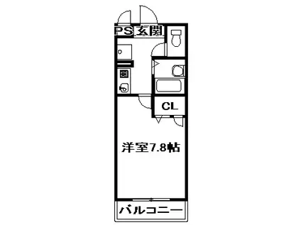 メゾンサステック(1K/2階)の間取り写真