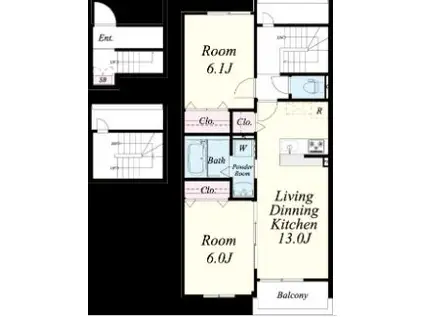 シャルム―ル大池(2LDK/3階)の間取り写真