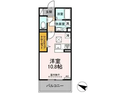 ダイヤモンドライフII(ワンルーム/1階)の間取り写真