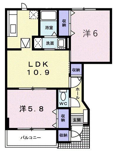 プラムフィールドA(2LDK/1階)の間取り写真