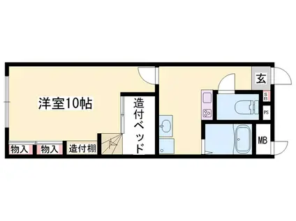 ピ-チャーズ・ビレッジ(1K/2階)の間取り写真