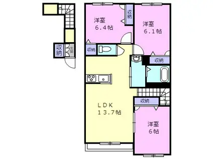 BLISS I(3LDK/2階)の間取り写真
