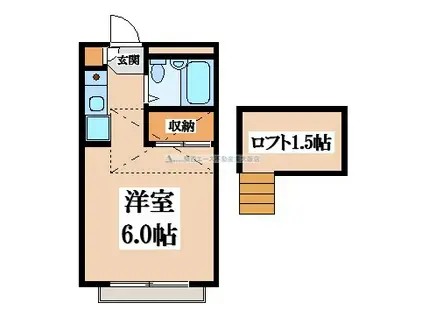近鉄奈良線 東花園駅 徒歩8分 2階建 築32年(1K/2階)の間取り写真