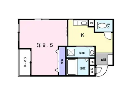 ブリックメゾン金剛(1K/2階)の間取り写真