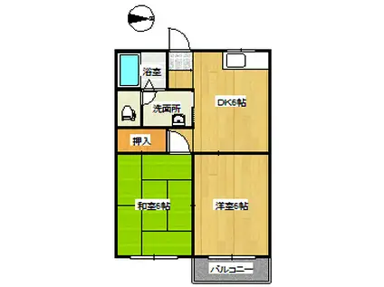 レジデンスふじ(2DK/1階)の間取り写真