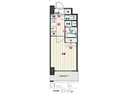 CLUB ORIENT BLD NO.102(1K/8階)の間取り写真