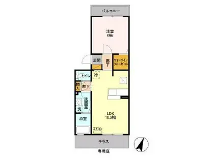 ジュヴァンセル(1LDK/2階)の間取り写真