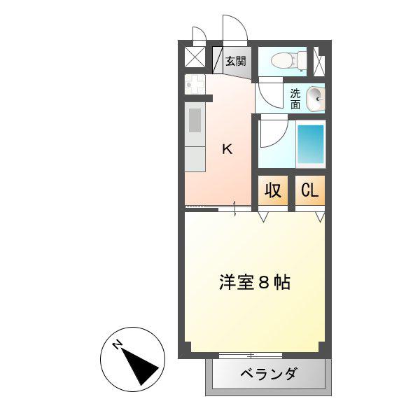 ツインアベニューB(1K/1階)の間取り写真