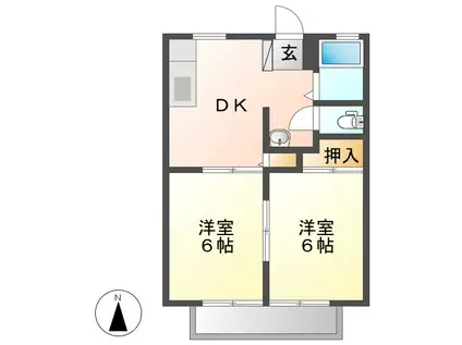 サンシティー大清水(2DK/2階)の間取り写真