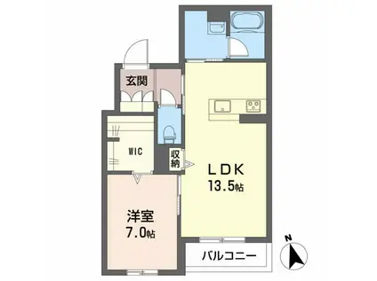 カーサ・ヴェルドール(1LDK/3階)の間取り写真