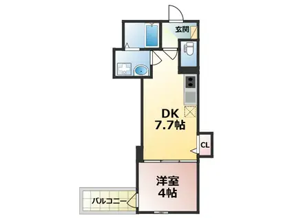 LUNA TERRACE 近大前(1DK/1階)の間取り写真