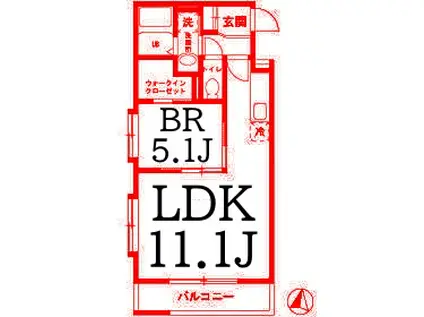 ソレアードビスタ三ッ沢(1LDK/2階)の間取り写真