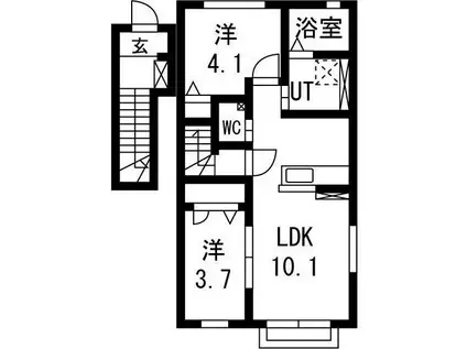 グランシャス雅(2LDK/2階)の間取り写真