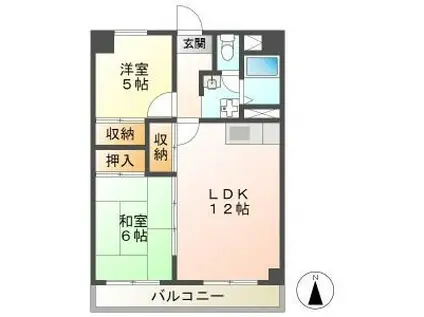 ヴェルデ平針南(2LDK/5階)の間取り写真