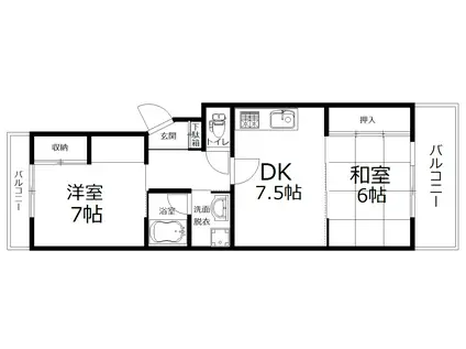 ビューハイツ枝松(1LDK/3階)の間取り写真