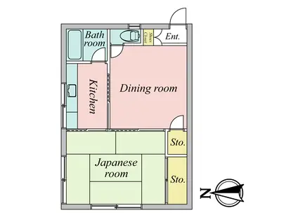 一美荘(1DK/1階)の間取り写真