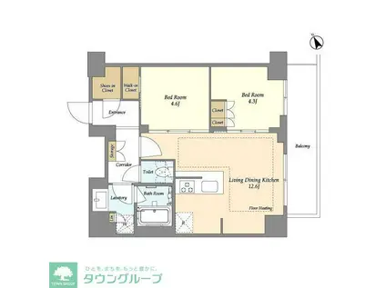 オアーゼ日暮里レジデンス(2LDK/10階)の間取り写真