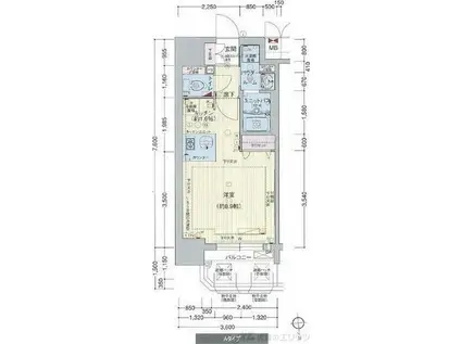 プレサンス天満橋アンジェ(1K/8階)の間取り写真