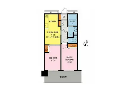 プラザタワー勝どき(2DK/30階)の間取り写真