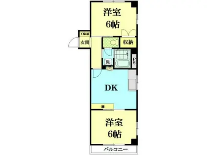 ヴィラ東台(2DK/1階)の間取り写真