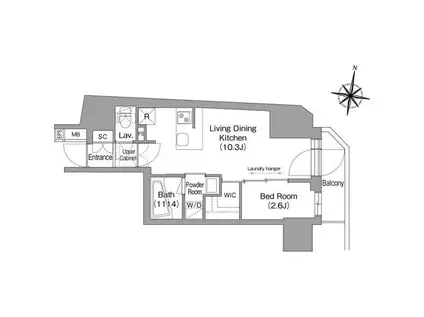 コンフォリア南品川(1LDK/4階)の間取り写真