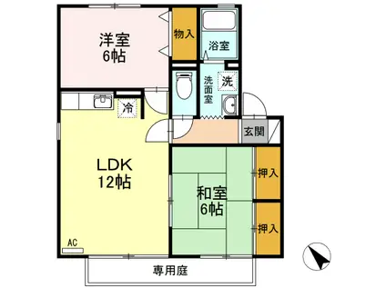 コスモハイツ B棟(2LDK/1階)の間取り写真