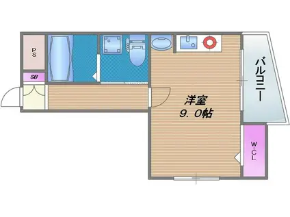 BLUE BEE玉造(1K/3階)の間取り写真