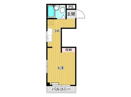 グランデュオ下関(1K/4階)の間取り写真