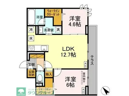 セレミュウ(2LDK/1階)の間取り写真
