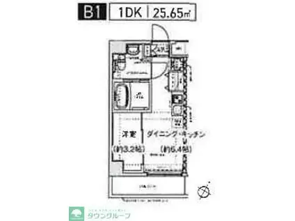 スパシエ幡ヶ谷(1DK/4階)の間取り写真