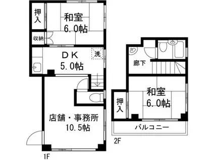 ケイアンドエイチ(2DK/2階)の間取り写真
