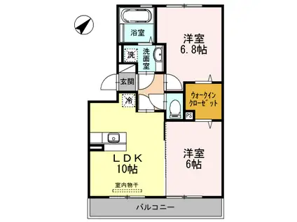 グランベージュA(2LDK/2階)の間取り写真