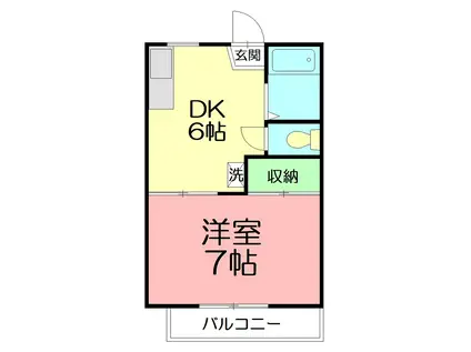 VILLA6(1DK/2階)の間取り写真
