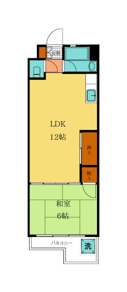 ギャラン江南(1LDK/9階)の間取り写真