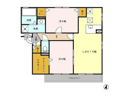 グランモンターニュ(2LDK/3階)の間取り写真