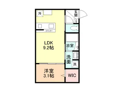 INTEGRAL MELLOW(1LDK/1階)の間取り写真