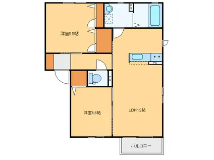 ハートレーベン(2LDK/2階)の間取り写真