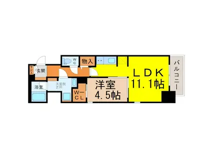 パークアクシス名古屋山王(1LDK/11階)の間取り写真