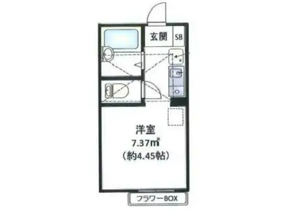 ポンデロッサ小田弐番館(ワンルーム/1階)の間取り写真