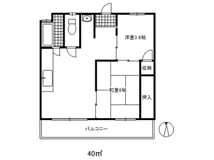 山海マンション(2LDK/5階)の間取り写真