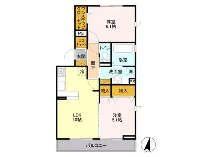 プレミールA(2LDK/2階)の間取り写真