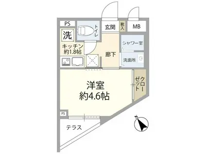 ビット代々木上原 0005346(1K/2階)の間取り写真