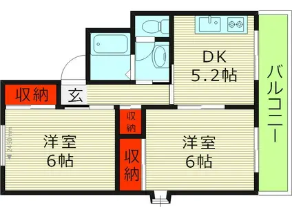 グランドール清水(2DK/2階)の間取り写真