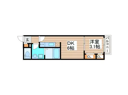 ルミナ旭ヶ丘(1DK/1階)の間取り写真