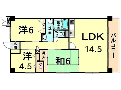 ボヌール ソシア(3LDK/1階)の間取り写真