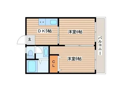 グランドスクエア若林(1LDK/2階)の間取り写真