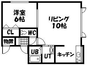 木夢 I・II(1LDK/2階)の間取り写真